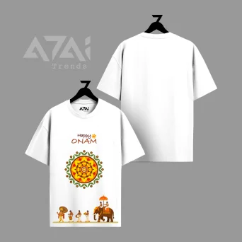 Happy Onam Graphic White T-Shirt | Kerala Festival