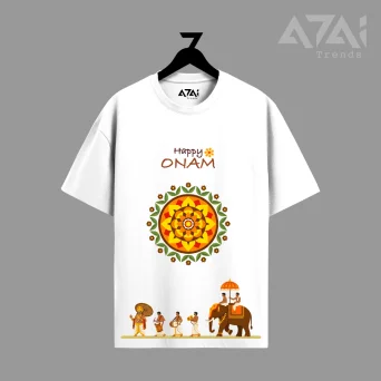 Happy Onam Graphic White T-Shirt | Kerala Festival
