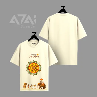 Happy Onam Graphic Beige T-Shirt | Kerala Festival